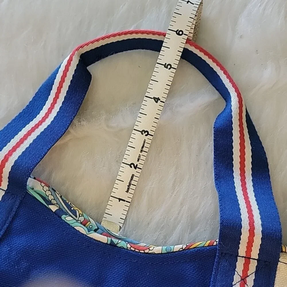 VERA BRADLEY Marina Paisley Print Blue‎ Cream Colorblock Double Handle Boho Tote